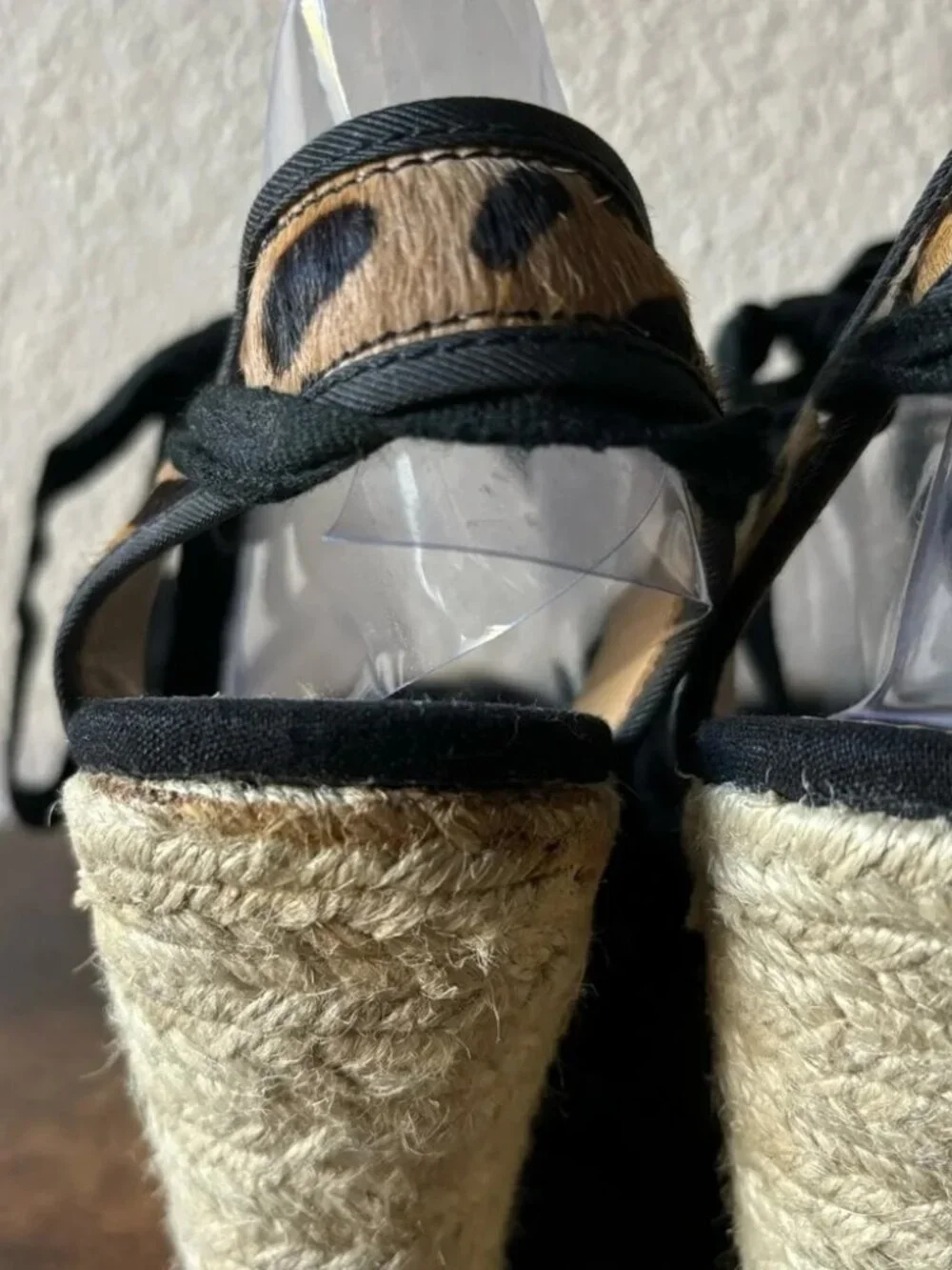 NEW! Charles David Leopard Animal Print Calf Hair Espadrilles Wedge Sandals